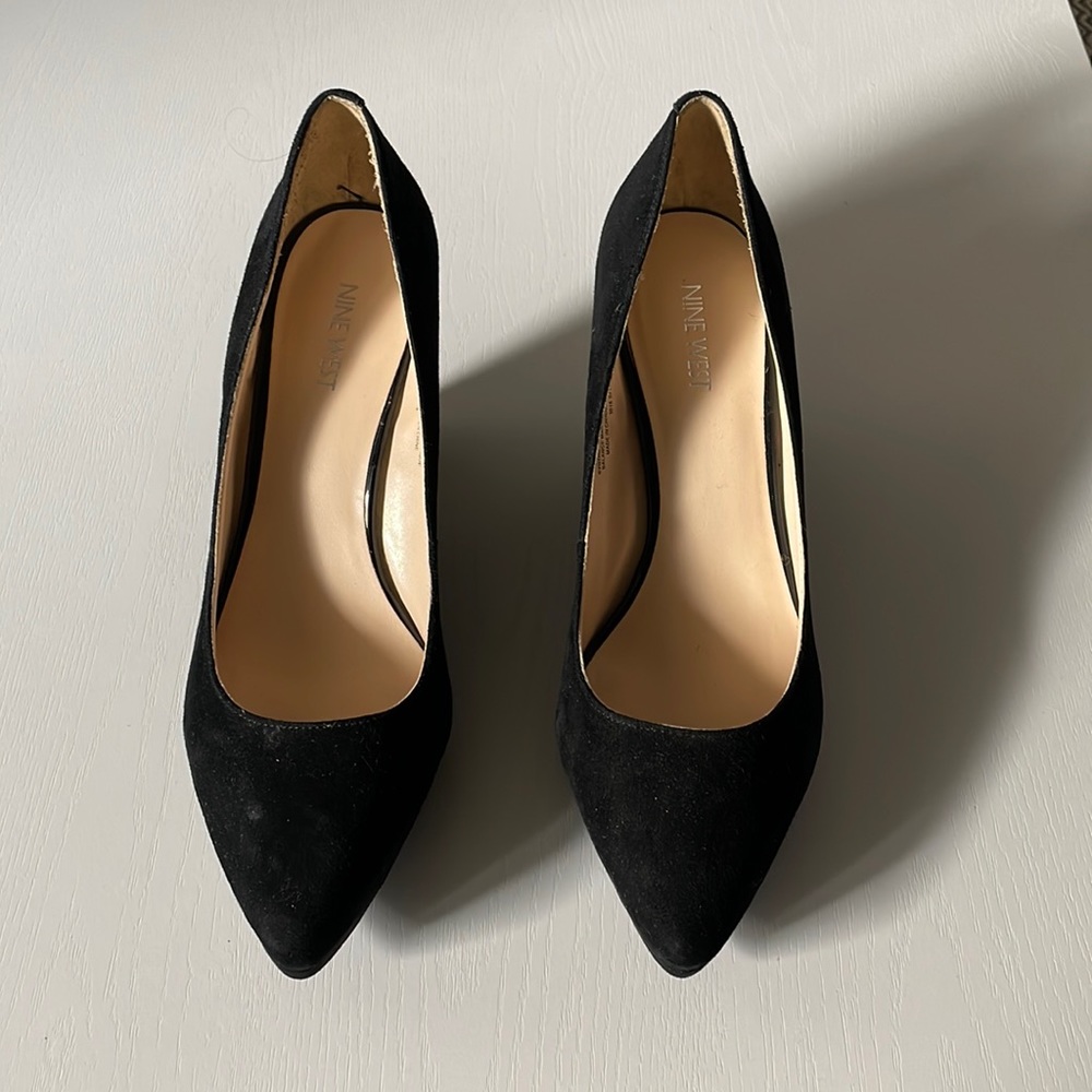 Black suede Nine West wedges size 10